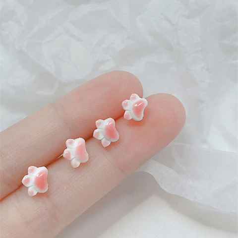 Pink Cat Claw Ceramic Ear Earrings Cute Small Female Suitable for Wmen Girl Earrings Exquisite Fashion Accessories ► Photo 1/6