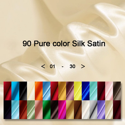 100% Mulberry Pure Silk Crepe Satin Fabric for Dress Cheongsam Width 114cm Clothing Cloth for DIY Sewing 90 Pure Color 2022 HOT ► Photo 1/6