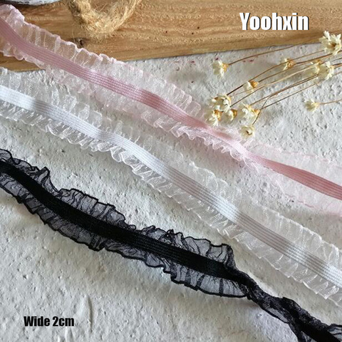 2CM Wide HOT Elastic DIY cotton Embroidery Sewing flower Lace fabric Applique collar Ribbon Trim fringe guipure dress decor ► Photo 1/4