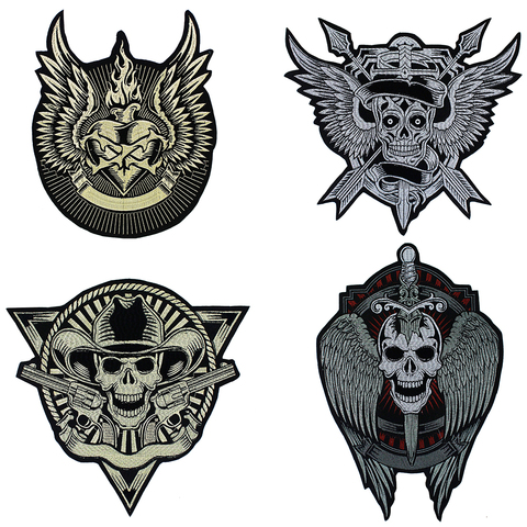 Big Punk Skull Patch Iron Biker Back Patch Badge Large Embroidery Patches for Clothes Jacket Jeans Applique TH1479 ► Photo 1/6