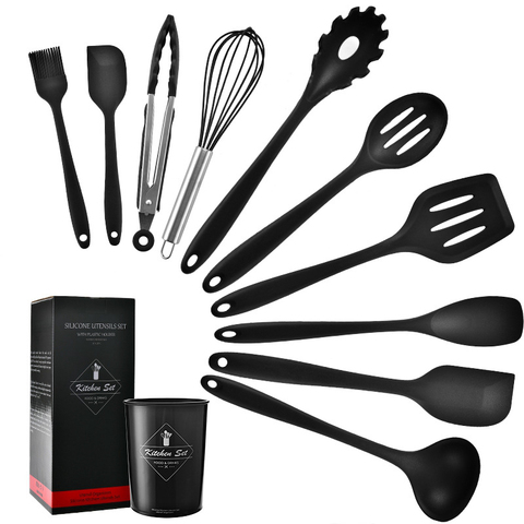 Silicone Kitchenware Non-Stick Cookware Cooking Tools Spatula Ladle Egg Beater Shovel Spoon Soup Kitchen Utensil Set 11PCS ► Photo 1/6