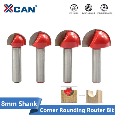 XCAN 1pc 8mm Shank Corner Rouding Router Bit 16/19/22/25mm Round Router Bit Wood Trimming Cutter Radius Wood Milling Cutter ► Photo 1/5