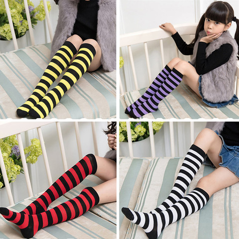Womens Thigh High Socks Knee High Sock Striped Long Sock Harajuku