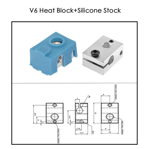 1pcs 3D Printer Accessorie Aluminium V6 Heat Block For RepRap Extruder For HT-NTC100K HotEnd Heater Hot End Heating ► Photo 1/6