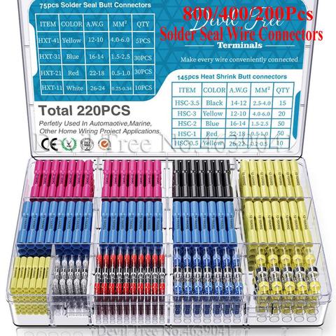 800/400/200PCS Heat Shrink Connector,Solder Seal Wire Connectors and Heat Shrink Butt Crimp Connectors Electrical Wire Terminals ► Photo 1/6