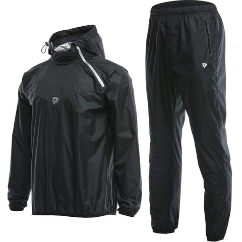 Men Sauna Suit Set Sport Jackets and Pants Suit Quick Dry Hooded Gym Clothing Running Training Boxing Accessories ► Photo 1/1