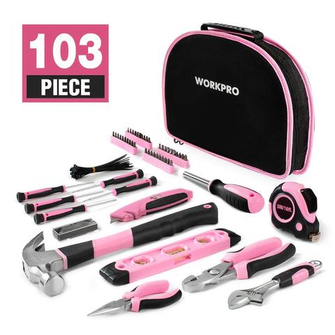 WORKPRO 103PC Hand Tool Set Home Tool Kit Tool Bag Pink Tools for Women Girls ► Photo 1/5