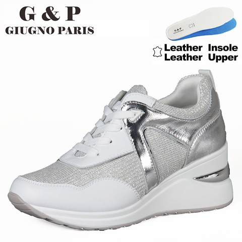 Leather upper and insole women shoes wedge snakers comfortable and lightweight with standard European size ► Photo 1/1