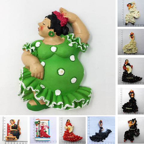 Fridge Magnet Tenerife Spain Barcelona Tourism Souvenirs Flamenco Dancer  Malaga Refrigerator 3D Magnetic Stickers Gift Ideas ► Photo 1/6