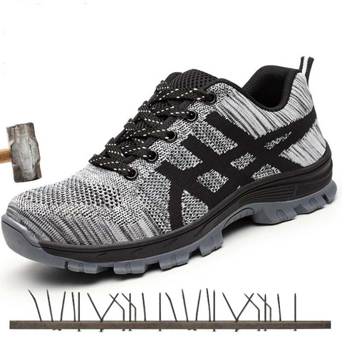 Autumn Safety Shoes steel toe Men, Fashion Anti-smashing Men's Work Shoes, Black Breathable Comfortable Sports Shoes seguridad ► Photo 1/6