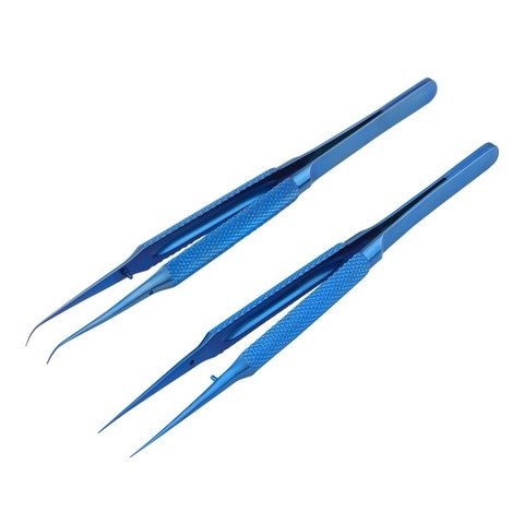 Blue/Silver Curved/Straight Titanium Tweezers Professional Precision Flying Line Tweezers for Tiny Motherboard Electronics ► Photo 1/6