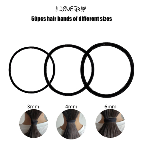 Hairbands 50pcs Elastic Basic Hair Ties Girls Women Rubber Bands Ropes Hairband Ponytail Holder for Hair Thin Thick 3mm 4mm 6mm ► Photo 1/6