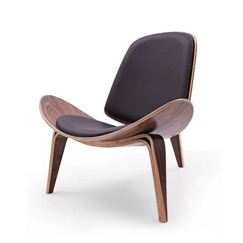 K-STAR Three-Legged Shell Chair Ash Plywood Fabric Upholstery Living Room Furniture Modern Lounge Shell Chair ► Photo 1/6
