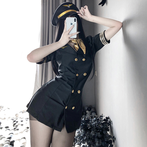 Stewardess Uniform Cosplay Women Sexy Lingerie Erotic Temptation Flight Attendant Costume Sex Police Japanese Roleplay ► Photo 1/6