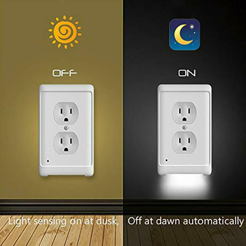 Duplex Wall Outlet Cover wall plate with led night lights Ambient light sensor 