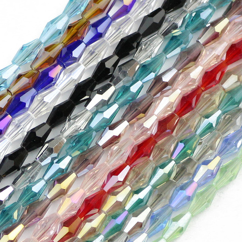 JHNBY Long Bicone Faceted Austrian crystal beads 100pcs 4*8mm Top quality glass Loose bead handmade Jewelry bracelet making DIY ► Photo 1/4