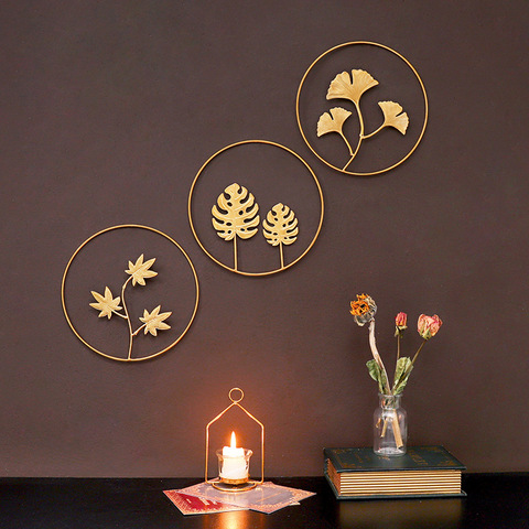 Nordic Style Leaf Shape Hanging Wall Creative Iron Ginkgo Leaf Decoration Living Room Sofa Background Wall Decor Accessories ► Photo 1/6