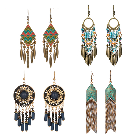 2022 new Fashion Bohemian Ethnic Vintage Tassel drop earrings for woman And Girls Wedding Bridal Engagement Accessories Jewlery ► Photo 1/6