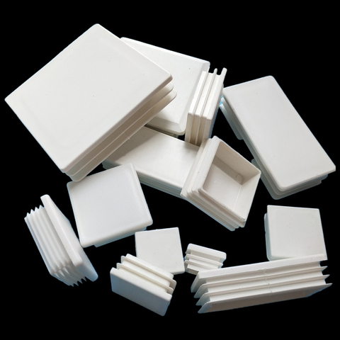 2/10/20pcs White Plastic Rectangle Blanking End Caps Cap Tube Pipe Inserts Plug Bung Steel ► Photo 1/5