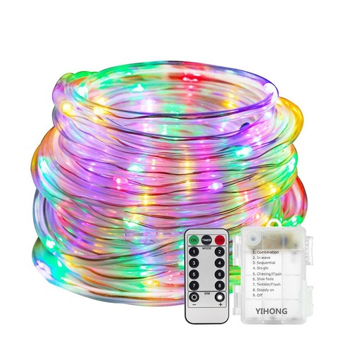 Outdoor String Lights 10M 100LEDs Battery Operated LED Rope Tube String Lights for Patio Easter Christmas Party Wedding Holiday ► Photo 1/6