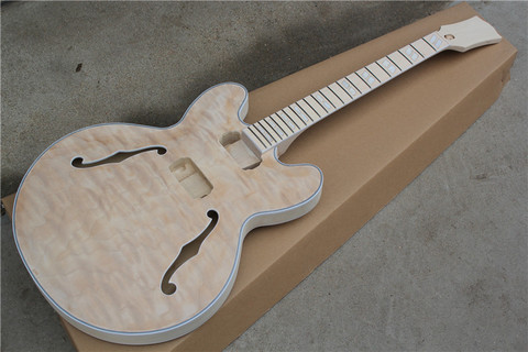 Semi-Hollow Body DIY Electric Guitar Builder Kit Project Mahogany Unfinished New Single Cutaway 2 orders ► Photo 1/6