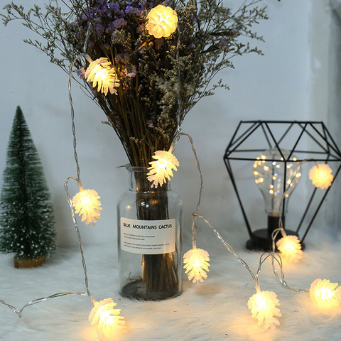 DIY New Year Decro Led pine cone Light string battery small Garland lanterns For Christmas Home Wedding Party Decration ► Photo 1/6