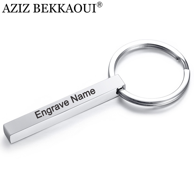 AZIZ BEKKAOUI Engrave Name Keychains Simple Style Stainless Steel