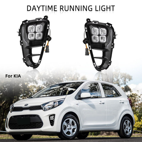 for Kia Picanto Fog Light 2017 2022 LED DRL headlights Fog Lights Frame Grill Fog Light Cover Grill headlight Assembly ► Photo 1/6