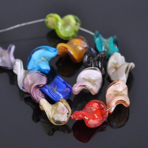 10pcs Helix Shape 20x17mm Handmade Flower Lampwork Glass Loose Crafts Beads lot for DIY Jewelry Making Findings ► Photo 1/3