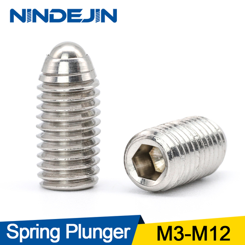 NINDEJIN 2-15pcs Hex Hexagon Socket Ball Domed Point Set Screws Metric Spring Plunger Screw Stainless Steel M2/M3/M4/M5/M8/M10 ► Photo 1/5