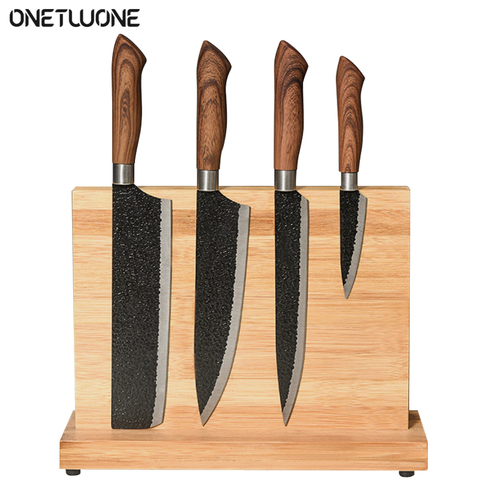 Kitchen Magnetic Knife Holder with Powerful Magnet - Bamboo Wood Magnetic Knife Guard Holder, Knife Organizer Block ► Photo 1/6