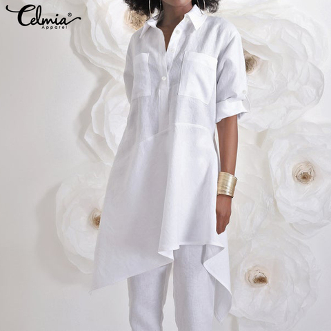 2022 Celmia Women Fashion Blouses Casual Autumn Long Sleeve Asymmetrical Tops Long Shirts Buttons Loose Blusas Mujer Plus Size 7 ► Photo 1/6