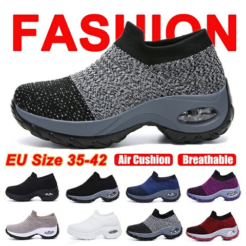 Fashion Women Lightweight Sneakers Running Shoes Outdoor Sports Shoes Breathable Mesh Comfort Platform Shoes Air Cushion Sneaker ► Photo 1/6