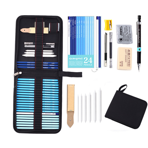 38pcs Professional Sketch Pencil Set Professional Sketching Drawing Kit Wood Pencil Pencil Bags For School Students Art Supplies ► Photo 1/6