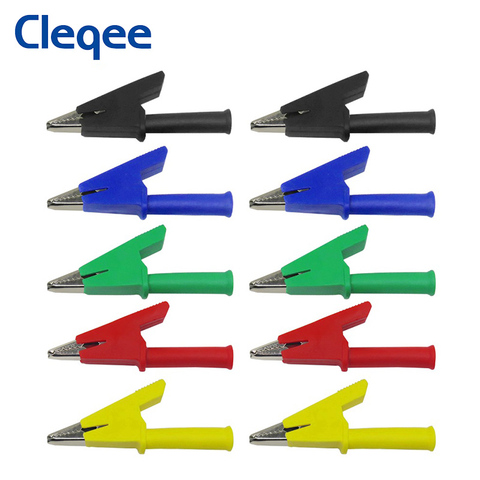 Cleqee P2002 10PCS Alligator Clips Testing tool with 4mm socket Safety Crocodile clamps for banana plug or welding 1000V 20A ► Photo 1/6