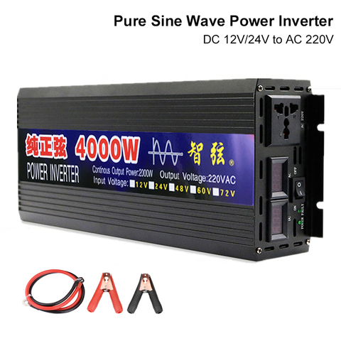 Pure Sine Wave Inverter 3000W 4000W Voltage Transformer Solar Power Inverter DC 12V 24V To AC 220V Converter Car Micro Inverters ► Photo 1/6