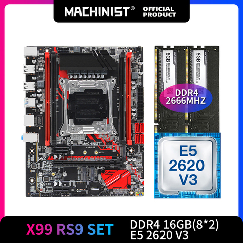 X99 motherboard LGA 2011-3 set kit with Intel xeon E5 2620 V3 processor DDR4 16GB(2*8GB) 2666mhz RAM memory M-ATX X99-RS9 ► Photo 1/6