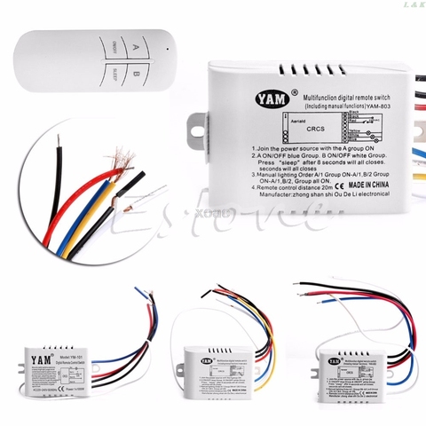 220V 1/2/3 Ways Wireless ON/OFF Lamp Remote Control Switch Receiver Transmitter   M09 dropship ► Photo 1/5