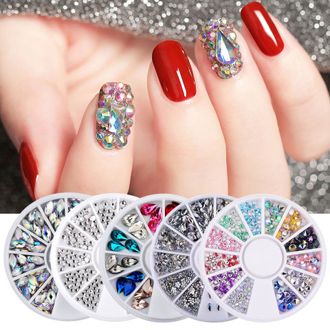 White AB Bling Rhinestones For Nails Flatback Nail Art Rhinestones Diamond  Glue on Nail Art Decorations Nails DIY Accessories - Price history & Review, AliExpress Seller - LISM Women Makeup Store