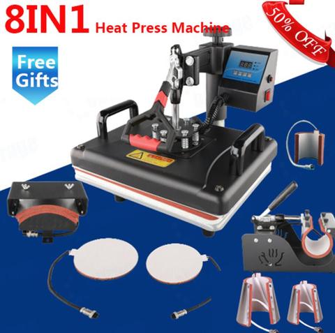 Wtsfwf 30*38CM 8 in 1 Combo Heat Press Printer 2D Sublimation Machine for Cap Mug T-shirts Plates Printing ► Photo 1/6