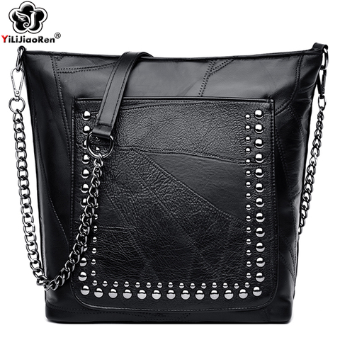 New Fashion Rivet Crossbody Bag High Quality Genuine Leather Designer Chain Messenger Bag Luxury Large Shoulder Bags Sac A Main ► Photo 1/6