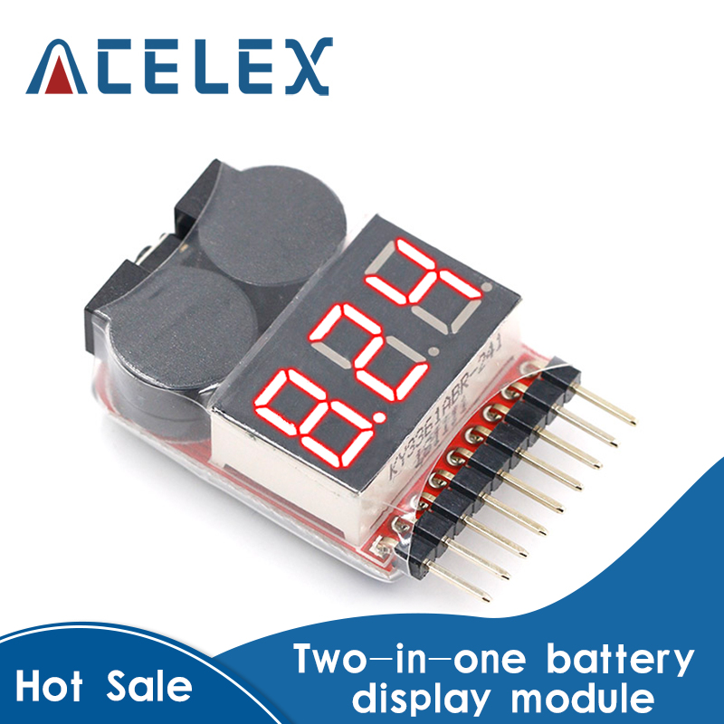 HotRc 1-8S LED Low Voltage Buzzer Alarm Lipo Voltage Indicator Checker Tester