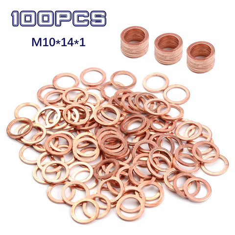 120/100/50/20pcs 10x14x1mm Copper Sealing Washer Solid Gasket Sump Plug Oil For Boat Crush Washer Flat Seal Ring Tool Kit ► Photo 1/6