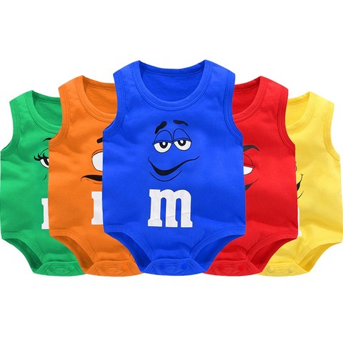 Newborn Baby Summer Rompers 100% Cotton Infant Baby Sleeveless Jumpsuit Cartoon M-bean Baby Boys Girls Clothes ► Photo 1/6