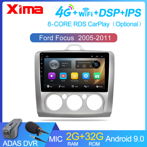 9 inch Android 9.0 Car Radio Dvd   Player For ford focus EXI MT 2 3 Mk2 2004 2005 2006 2007 -2011 2Din GPS Multimedia Player ► Photo 1/6