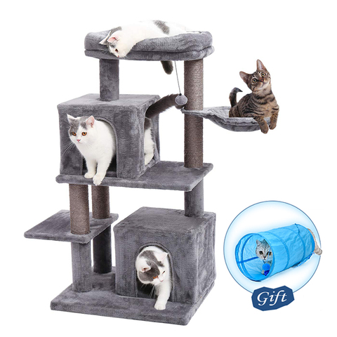 Free Shipping Luxury Cat Tree Condo Furniture Kitten Activity Tower Pet Kitty Play House with Scratching Posts Perches Hammoc ► Photo 1/6