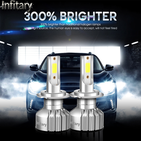 Infitary 2 Pcs Car H4 H7 Led  Running Lights Bulb 6500K HB3 H1 H3 H11 H13 9005 9006 9007 Anti-fog Headlight Auto Diode Lamps ► Photo 1/6