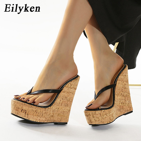 Eilyken Sexy Super High Heels Large Size 35-42 Platform Wedges Pinch slippers Mules Slippers Shoes Women Sandals ► Photo 1/6