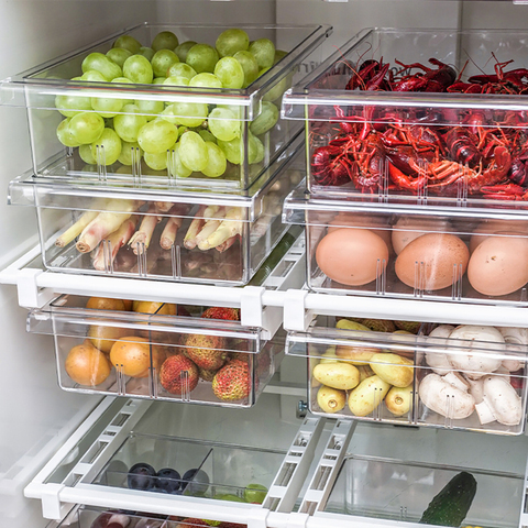 Kitchen Refrigerator Transparent Organizer Bin Storage Box Compartment Refrigerator Drawer Fridge Storage Bin Containers ► Photo 1/6