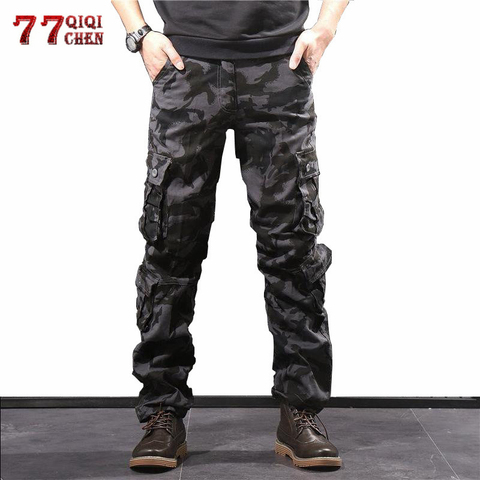 Men's Camouflage Pants Cotton Military Cargo Camo Pants Multi Pocket Hip Hop Joggers Streetwear Overalls Army Combat Trousers 44 ► Photo 1/6